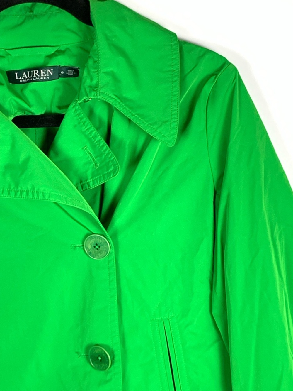 Lauren Ralph Lauren Jacket 8 Green Double Breasted Cropped Lightweight - Picture 6 of 15
